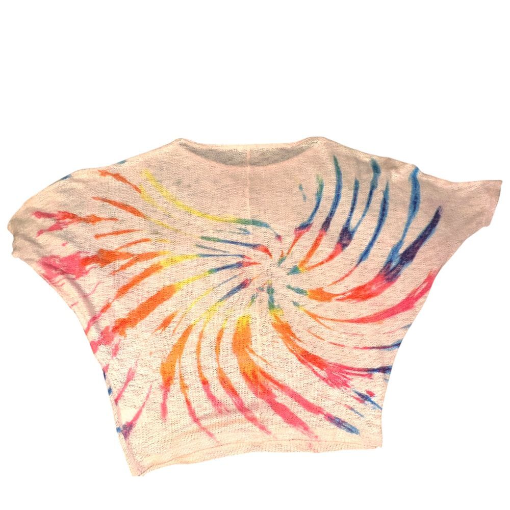 Phil Love USA Fun Bright Tie-Dye Drop Shoulder Dolman Loose Knit Sweater (L)~NEW